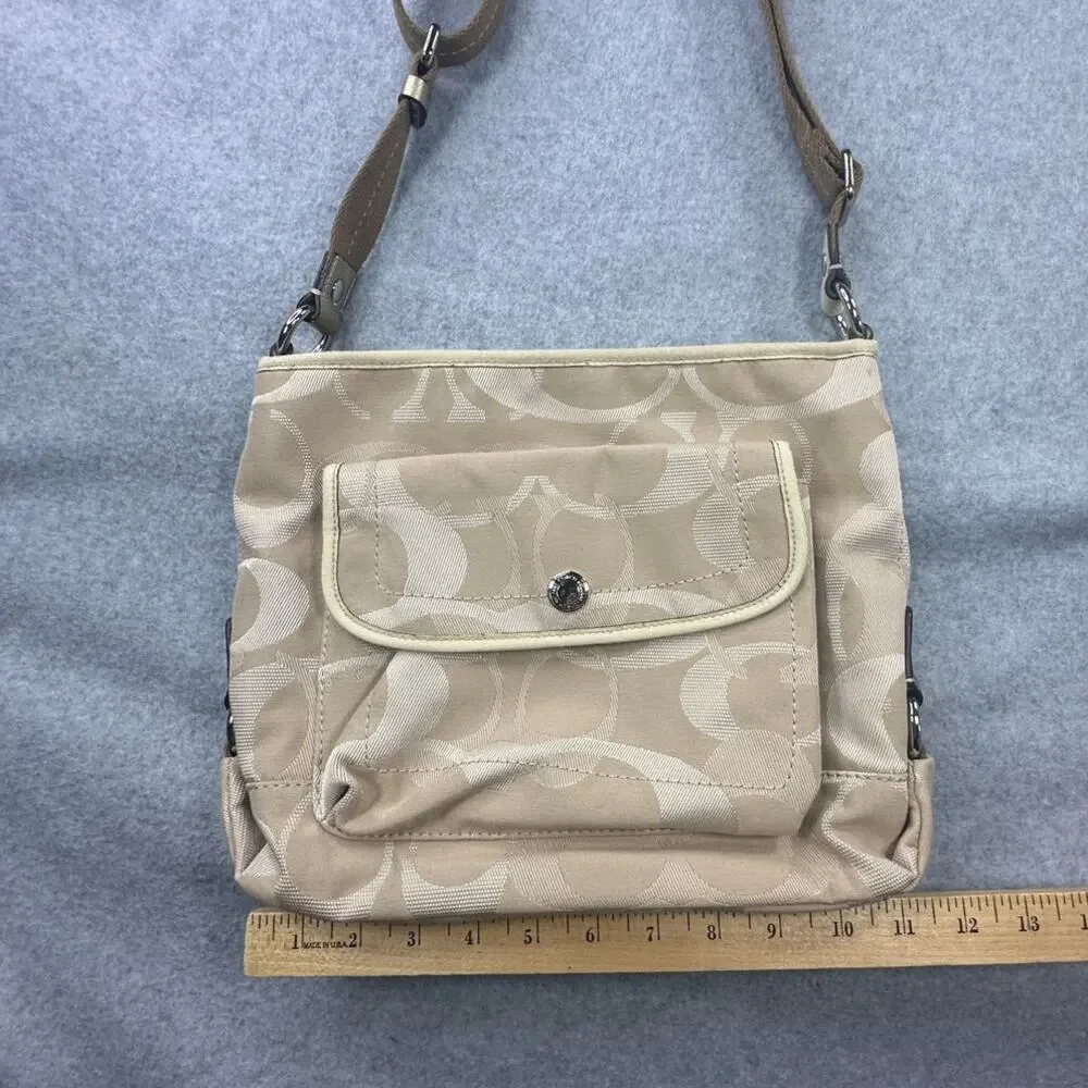 Coach Kyra Crossbody Bag Signature Canvas Khaki Monogram Hobo